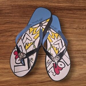 Colorful Graphic Flip Flops with Heart Detail By Brighton
